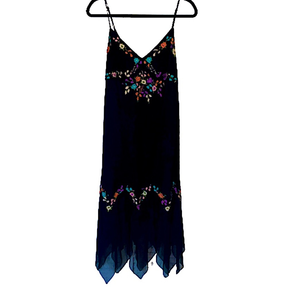 Black Floral knee length dress